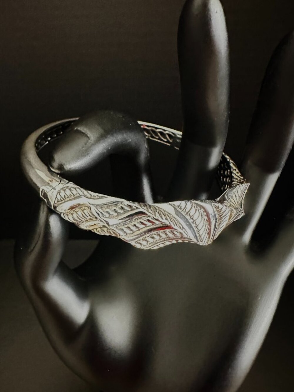 terling Silver 925 Thailand Twisted Leaf Cuff Bracelet | 34g Statement Piece